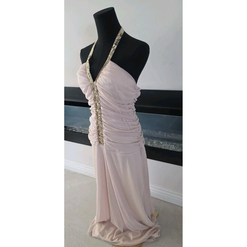 Studio 1940 Y2K Hollywood Glamour  Ruched Halter Formal Evening Whimsigoth SZ 16